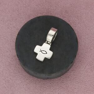 sterling silver ichthus fish cross pendant